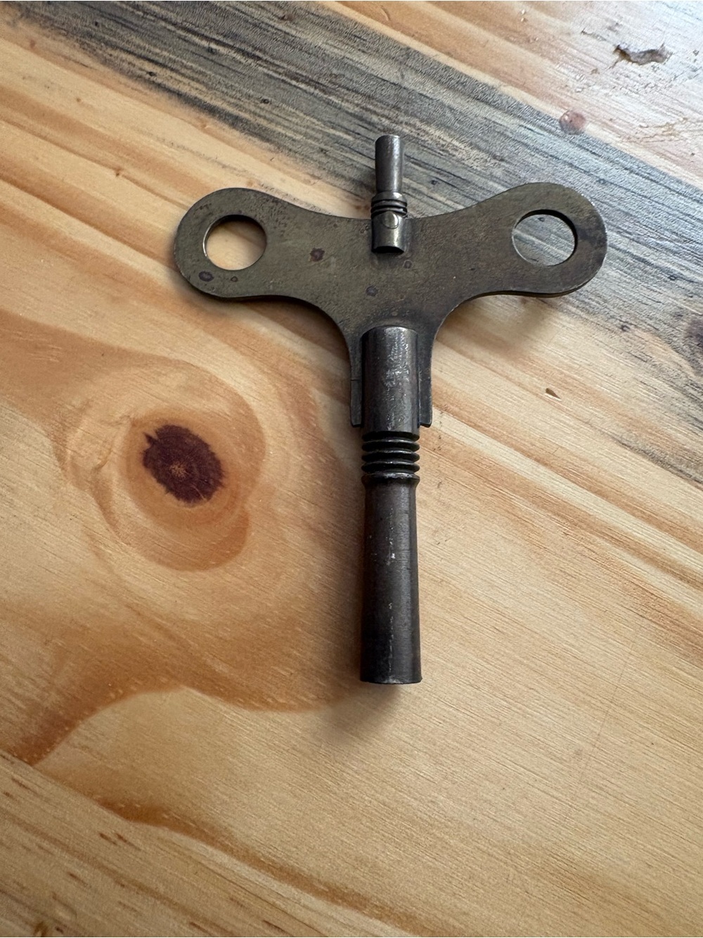 Antique Wind-Up Clock Key in Aged Brass Tone